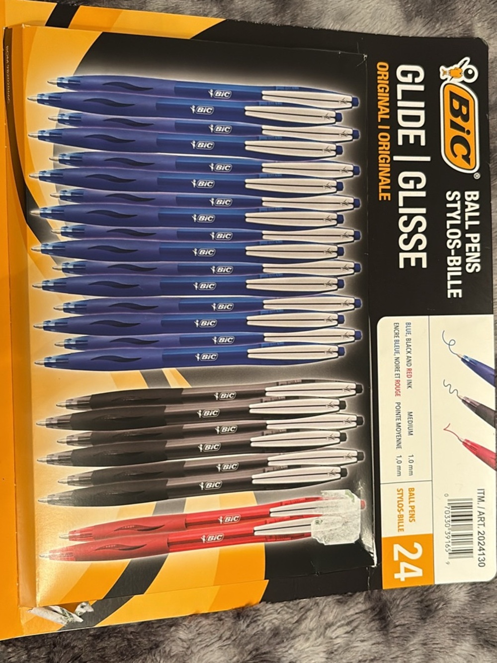 Glide Ball Pens - Pack of 24 (Blue, Black, Red)